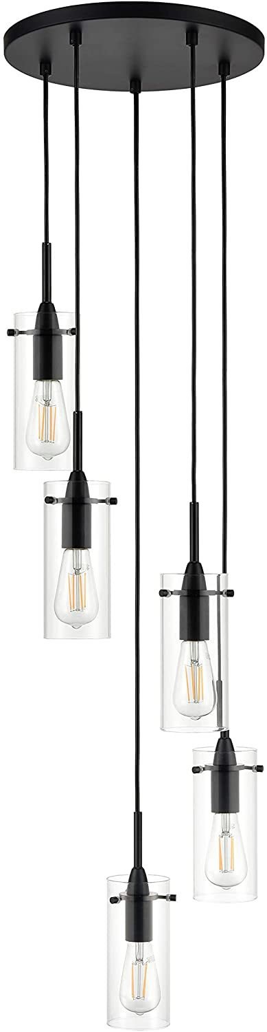 Multi Pendant Lighting for Kitchen Island Black Chandelier Cluster Pendant 5 Light Fixture