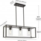 VINLUZ 3-Light Industrial Metal Large Pendant Lighting Oil Rubbed Bronze Modern Linear Chandelier