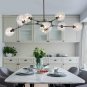 LUOLAX Modern Black Pendant Light Glass Chandelier with 7 Lights