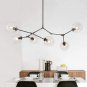 LUOLAX Modern Black Pendant Light Glass Chandelier with 7 Lights