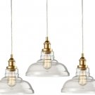 Modern Brass Clear Glass Pendant Lights 3 Pack Kitchen Island Lighting Gold Finish Hanging Lighting