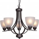 5 Light Shaded Contemporary Chandeliers with Alabaster Glass Oil Rubbed Bronze Modern Light Fixtures