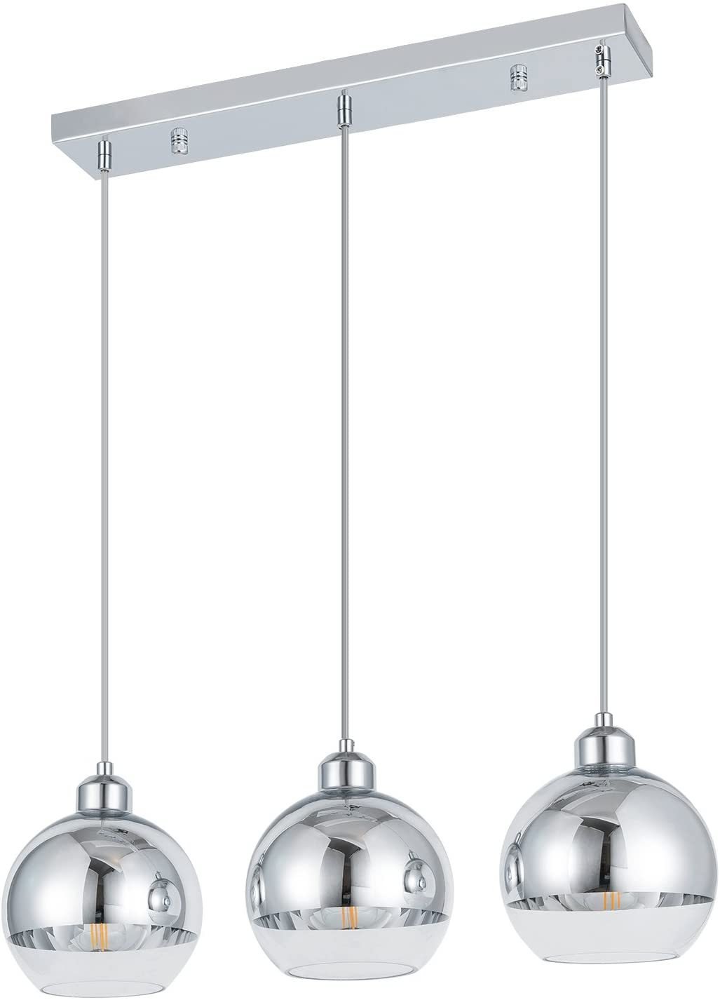 E26 Droplight Electroplated Chrome Plated Glass Dome Lamp Non-dimmable Hanging Kitchen Lights
