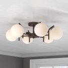 Rivet Modern 6 spherical embedded metal ceiling chandelier chandelier, matte black