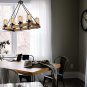 8-Light Wood Chandeliers, Candle Pendant Light, Glass Lodge and Tavern Pendant (Bulb Not Included)