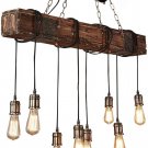 KJLARS Farmhouse Chandelier Wood Hanging Industrial Pendant Lighting （8 lights）
