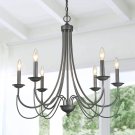 LOG BARN French Country Metal Chandelier Antique Brush Dark Silver 27.6" Living Room Pendant Light