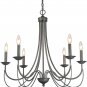 LOG BARN French Country Metal Chandelier Antique Brush Dark Silver 27.6" Living Room Pendant Light