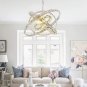 Orb Globe Cage Round Pendant Fixtures Dining Room Ceiling Lights, Sphere Crystal Chandelier