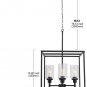 VINLUZ 4 Light Hanging Lantern Pendant Light Black Industrial Cage Dining Room Chandelier