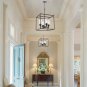 VINLUZ 4 Light Hanging Lantern Pendant Light Black Industrial Cage Dining Room Chandelier