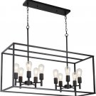 10 Lights Kitchen Island Pendant Lighting Black Industrial Chandelier for Kitchen Dining Room Bar
