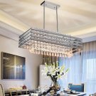 Dining Room Chandelier,Modern Rectangle Pendant Light,Crystal Chandelier, 6 Light, Adjustable Height