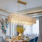 Dining Room Chandelier,Modern Rectangle Pendant Light,Crystal Chandelier, 6 Light, Adjustable Height