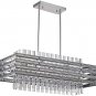 Dining Room Chandelier,Modern Rectangle Pendant Light,Crystal Chandelier, 6 Light, Adjustable Height