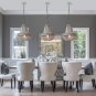 Anmytek Wood Beaded Chandelier Pendant Light Gray White Finishing Kitchen Island Lighting