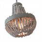 Anmytek Wood Beaded Chandelier Pendant Light Gray White Finishing Kitchen Island Lighting