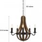 Vintage Rustic Wooden Pendant Wine Barrel Chandelier Lamp W 22" Reclaimed Rust Metal Chandeliers