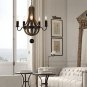 Vintage Rustic Wooden Pendant Wine Barrel Chandelier Lamp W 22" Reclaimed Rust Metal Chandeliers