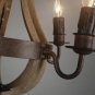 Vintage Rustic Wooden Pendant Wine Barrel Chandelier Lamp W 22" Reclaimed Rust Metal Chandeliers