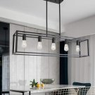 Farmhouse Chandeliers 5-Light Black Dining Room Lighting Linear Contemporary Metal Pendant Light