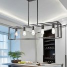 Rectangle Pendant Lighting 5 Lights Bronze Kitchen Island Chandeliers, Classic Rustic Ceiling Light