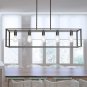 Rectangle Pendant Lighting 5 Lights Bronze Kitchen Island Chandeliers, Classic Rustic Ceiling Light