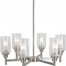 6 Light Contemporary Chandelier Pendant Lighting Cylinder Clear Glass Shaded Classic Ceiling Light
