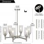 6 Light Contemporary Chandelier Pendant Lighting Cylinder Clear Glass Shaded Classic Ceiling Light