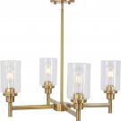 4 Light Metal Pendant Lighting Traditional Cylinder Ceiling Light with Clear Glass Shades Fixtures