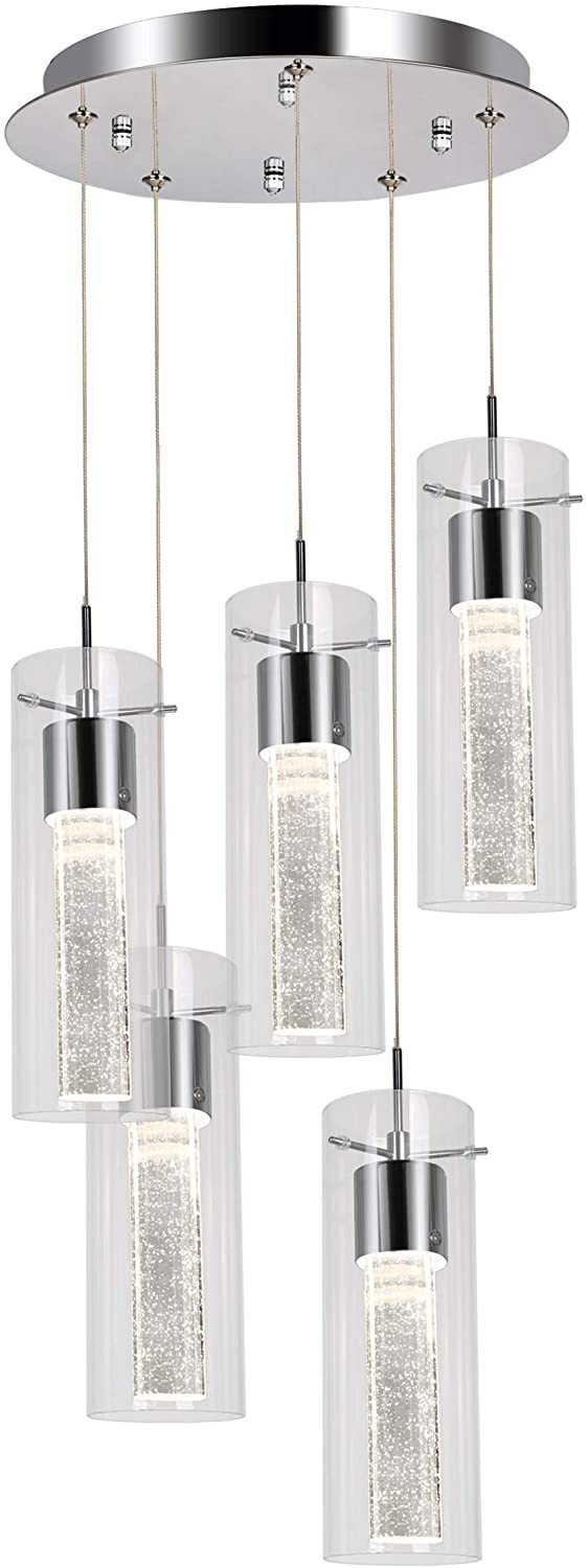 Hykolity 5-Light Pendant Ceiling Fixture, Integrated LED Kitchen Lighting