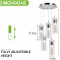 Hykolity 5-Light Pendant Ceiling Fixture, Integrated LED Kitchen Lighting
