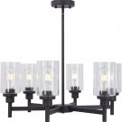 6 Light Industrial Chandelier Pendant Lighting Hanging Fixture with Cylinder Clear Glass for Kitchen