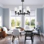 6 Light Industrial Chandelier Pendant Lighting Hanging Fixture with Cylinder Clear Glass for Kitchen