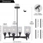 6 Light Industrial Chandelier Pendant Lighting Hanging Fixture with Cylinder Clear Glass for Kitchen