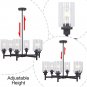 6 Light Industrial Chandelier Pendant Lighting Hanging Fixture with Cylinder Clear Glass for Kitchen