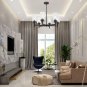 6 Light Industrial Chandelier Pendant Lighting Hanging Fixture with Cylinder Clear Glass for Kitchen