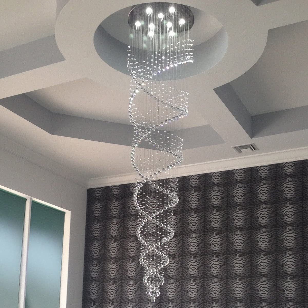 Crystal Raindrop Chandelier Lighting Flush LED Ceiling Light Fixture Pendant Livingroom Double Swirl