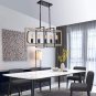 Rectangle Dinning Room Chandeliers,Rustic Pendant Lighting for Kitchen Island, Oak Wood Chandelier