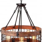 Round Wood Chandelier Metal Pendant Five Lights Decorative Lighting Fixture Ceiling Lamp (5 Lights)