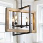 Farmhouse Kitchen Island Pendant Antique Wood and Matte Ferrous Metal Finish, Dining Room Lamps