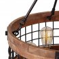 Round Wood Chandelier Metal Pendant Five Lights Decorative Lighting Fixture Ceiling Lamp (5 Lights)