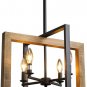 Farmhouse Kitchen Island Pendant Antique Wood and Matte Ferrous Metal Finish, Dining Room Lamps