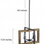 Farmhouse Kitchen Island Pendant Antique Wood and Matte Ferrous Metal Finish, Dining Room Lamps