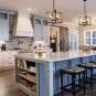 Farmhouse Kitchen Island Pendant Antique Wood and Matte Ferrous Metal Finish, Dining Room Lamps
