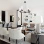 VINLUZ 8 Lamp Shovel Chrome Modern Chandelier Dining Kitchen Lights, Black