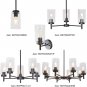 VINLUZ 8 Lamp Shovel Chrome Modern Chandelier Dining Kitchen Lights, Black