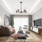 VINLUZ 8 Lamp Shovel Chrome Modern Chandelier Dining Kitchen Lights, Black