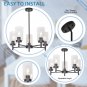 VINLUZ 8 Lamp Shovel Chrome Modern Chandelier Dining Kitchen Lights, Black