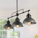 Kitchen Pendant Linear Chandelier Brushed Antique Silver Metal Finish 3 Lights Country Lighting